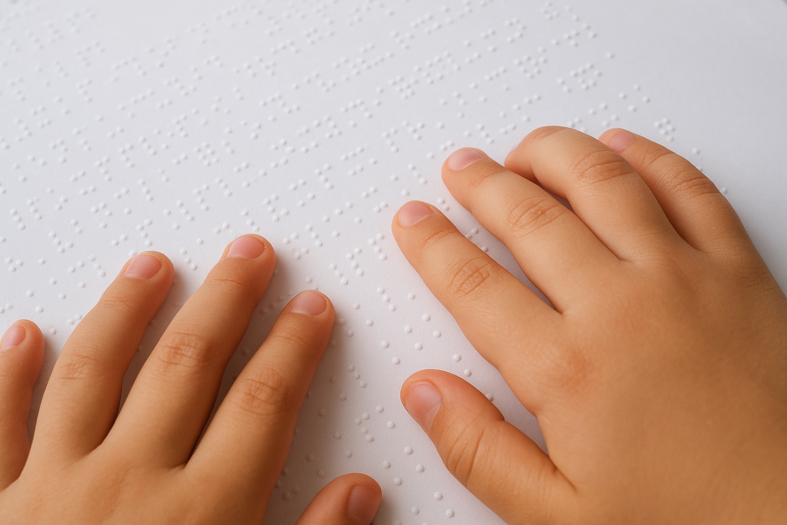 Imagen de unas manos leyendo braille