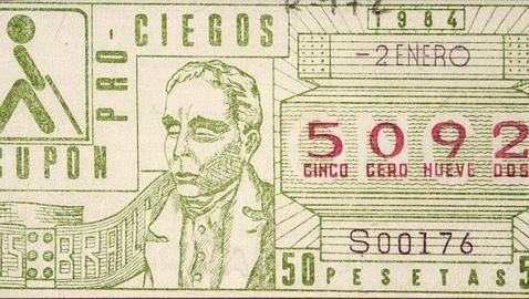 Imagen de un cupón de la ONCE de 1984