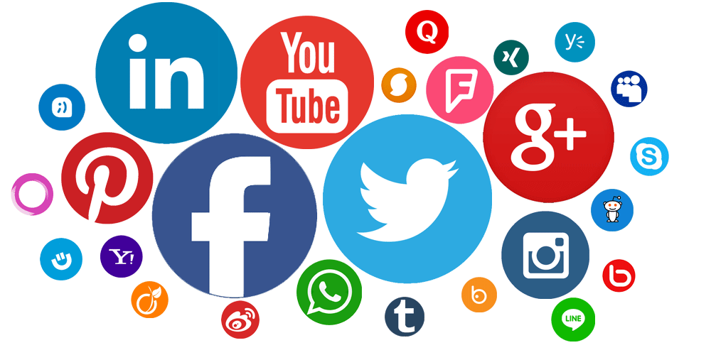 Imagen de un mosaico formado por logos de redes sociales como Facebook, Instagram o X, entre otras