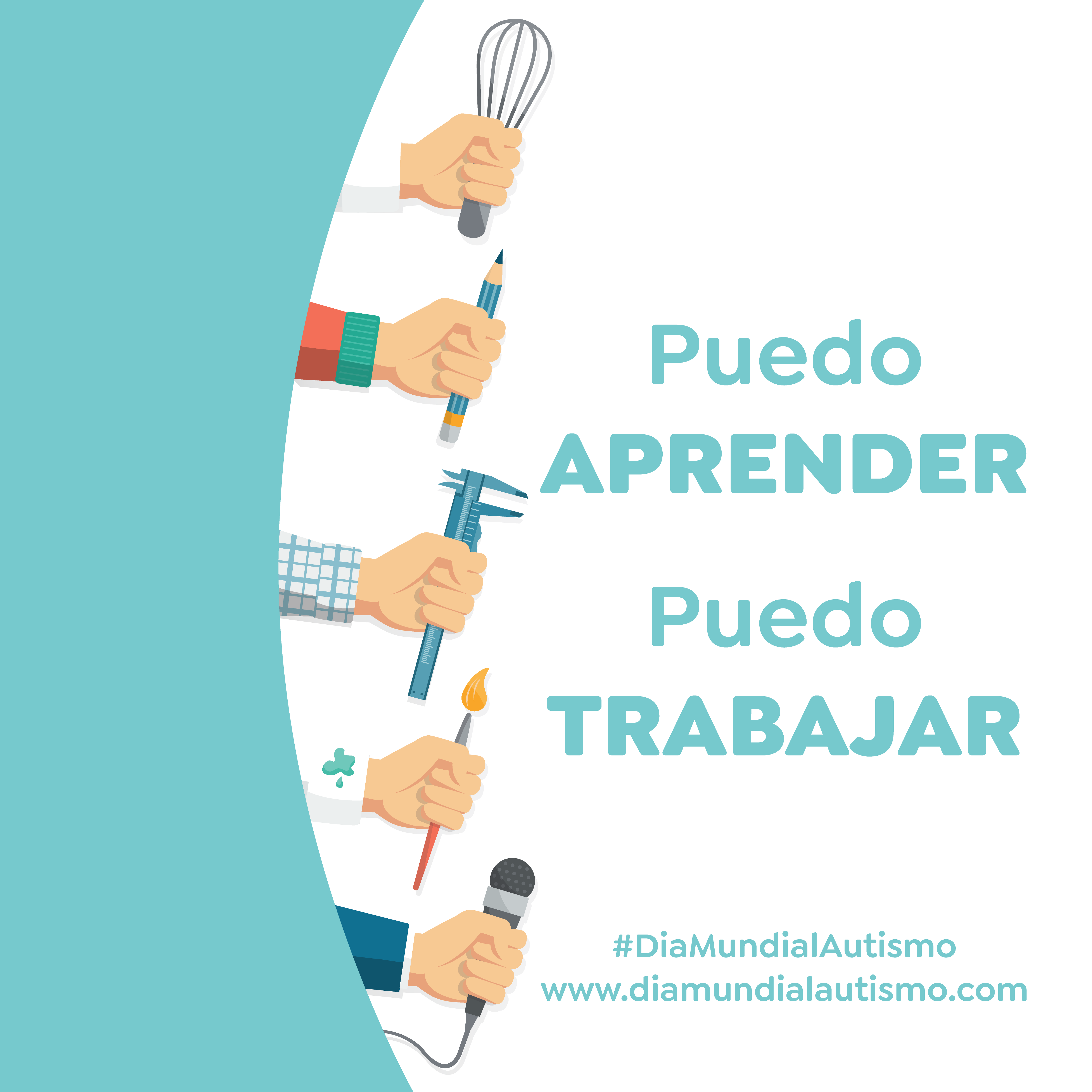 Cartel de la campaña con la leyenda 'Puedo aprender. Puedo trabajar'