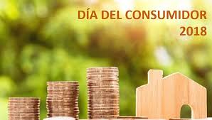 Imagen del Día del Consumidor 2018. Aparece una casita de madera y tres montones de monedas