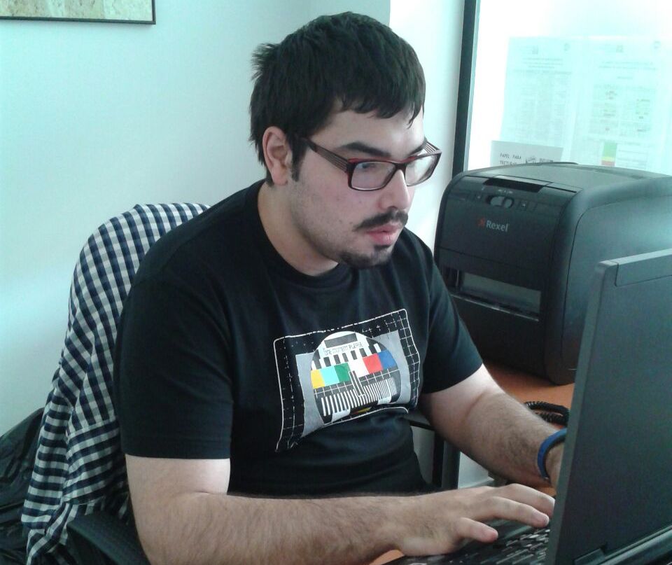 Foto de David trabajando