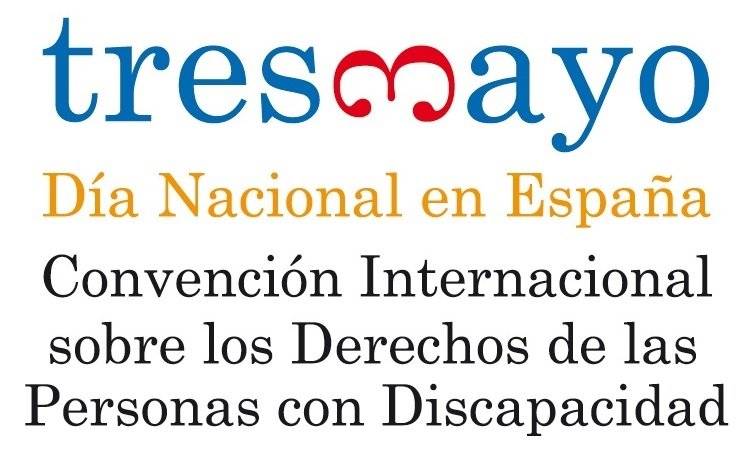 Logo del Día Nacional de la Convención con el siguiente texto: tresdemayo. Día Nacional en España. Convención Internacional sobre los Derechos de las Personas con Discapacidad