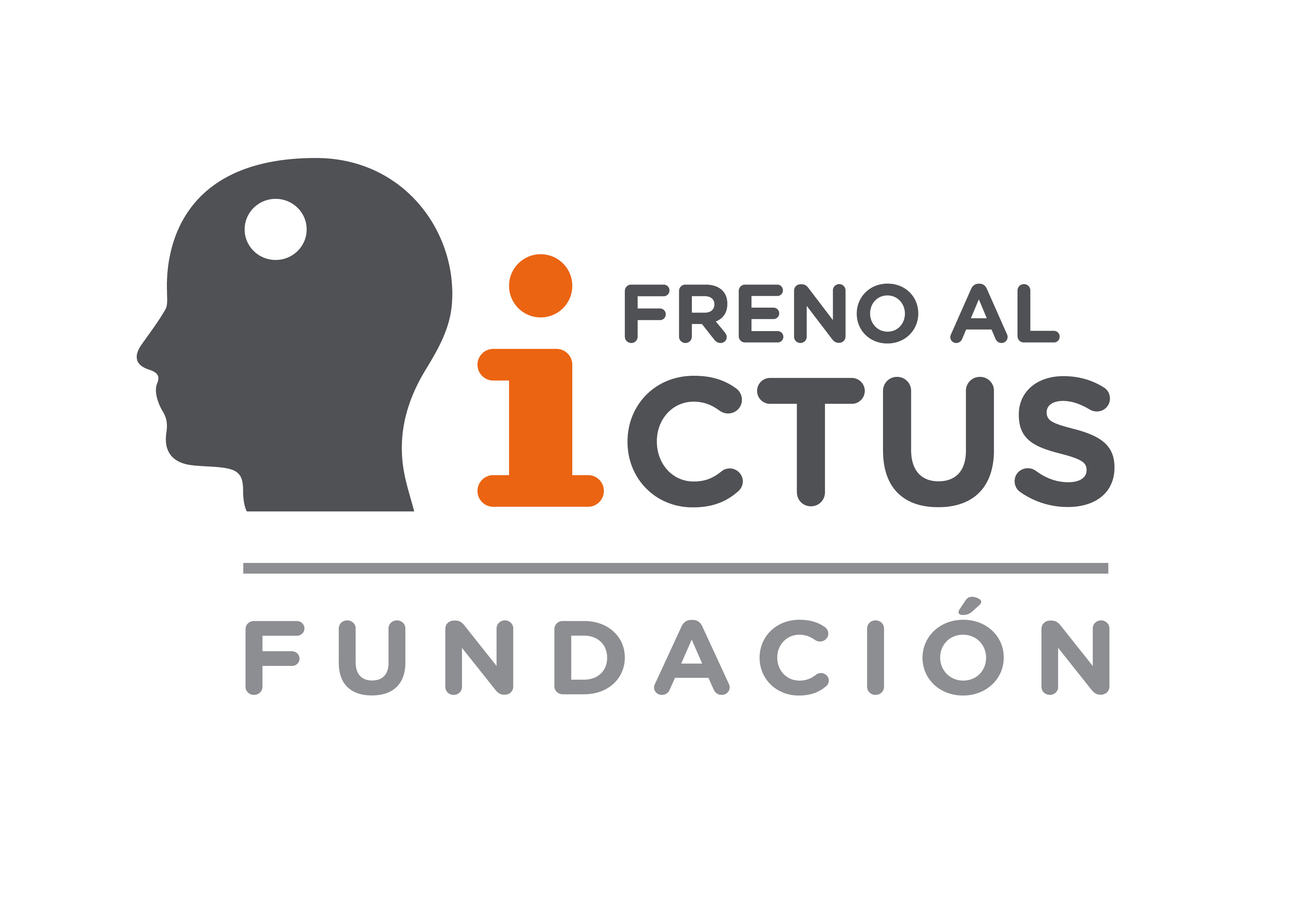 Logotipo de la Fundación Freno al Ictus en el que se ve la imagen de una cabeza y se lee "Freno al ictus fundación"