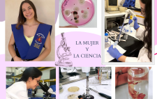 Mosaico de fotos en las que se ve a Laura en distintas situaciones, como en el laboratorio o posando para la orla