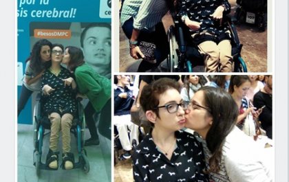 Fotomontaje alusivo a la campaña 'Besos por la parálisis cerebral'