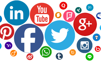Imagen de un mosaico formado por logos de redes sociales como Facebook, Instagram o X, entre otras