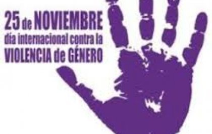 Imagen de una mano morada un poco despintada y a su izquierda este texto: 25 de noviembre. Día Internacional contra la Violencia de Género 