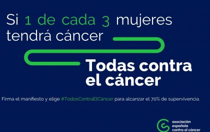 Creatirvidad con la frase 'Si 1 de cada 3 mujeres tendrá cáncer, todas contra el cáncer'