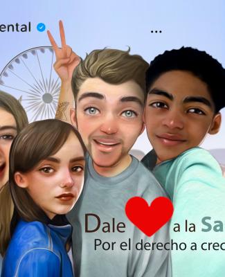 Imagen de varios niños y jóvenes en la que se lee 'Dale me gusta a la salud mental. Por el derecho a crecer en bienestar'