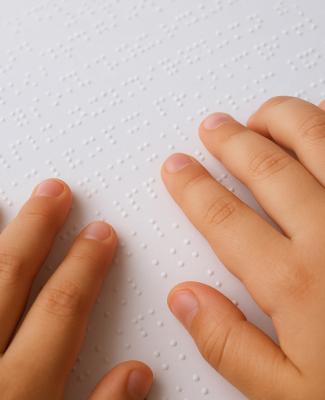Imagen de unas manos leyendo braille