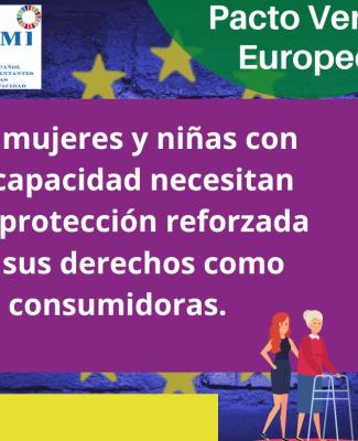 Imagen con el logo del CERMI en la que se lee: "Las mujeres y niñas con discapacidad necesitan una protección reforzada de sus derechos como consumidoras"