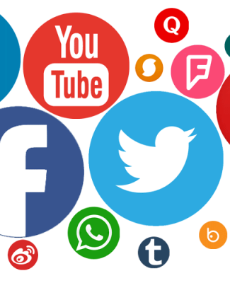 Imagen de un mosaico formado por logos de redes sociales como Facebook, Instagram o X, entre otras