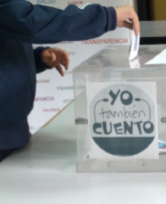 Imagen de una urna con la leyenda 'Yo también cuento'