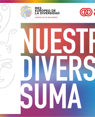 Creatividad con el texto 'Nuestra diversidad suma'