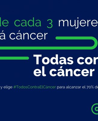 Creatirvidad con la frase 'Si 1 de cada 3 mujeres tendrá cáncer, todas contra el cáncer'