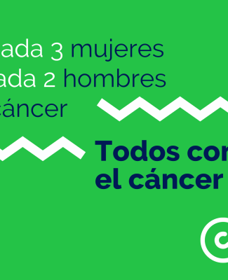 Creatividad de la aecc en la que se lee: 'Si 1 de cada 3 mujeres y 1 de cada 2 hombre tendrá cáncer, todos contra el cáncer'