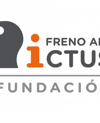 Logotipo de la Fundación Freno al Ictus en el que se ve la imagen de una cabeza y se lee "Freno al ictus fundación"